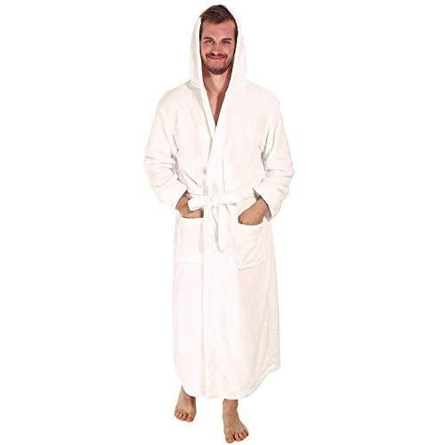 Verabella Women Men's Long Plush Fleece Robe with Hood, Solid Color Bathrobe