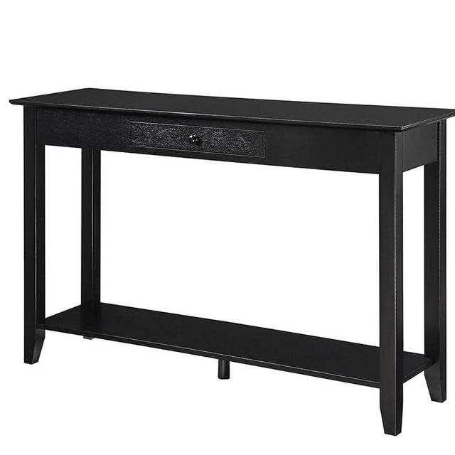 Convenience Concepts American Heritage 1 Drawer Console Table with Shelf, Black