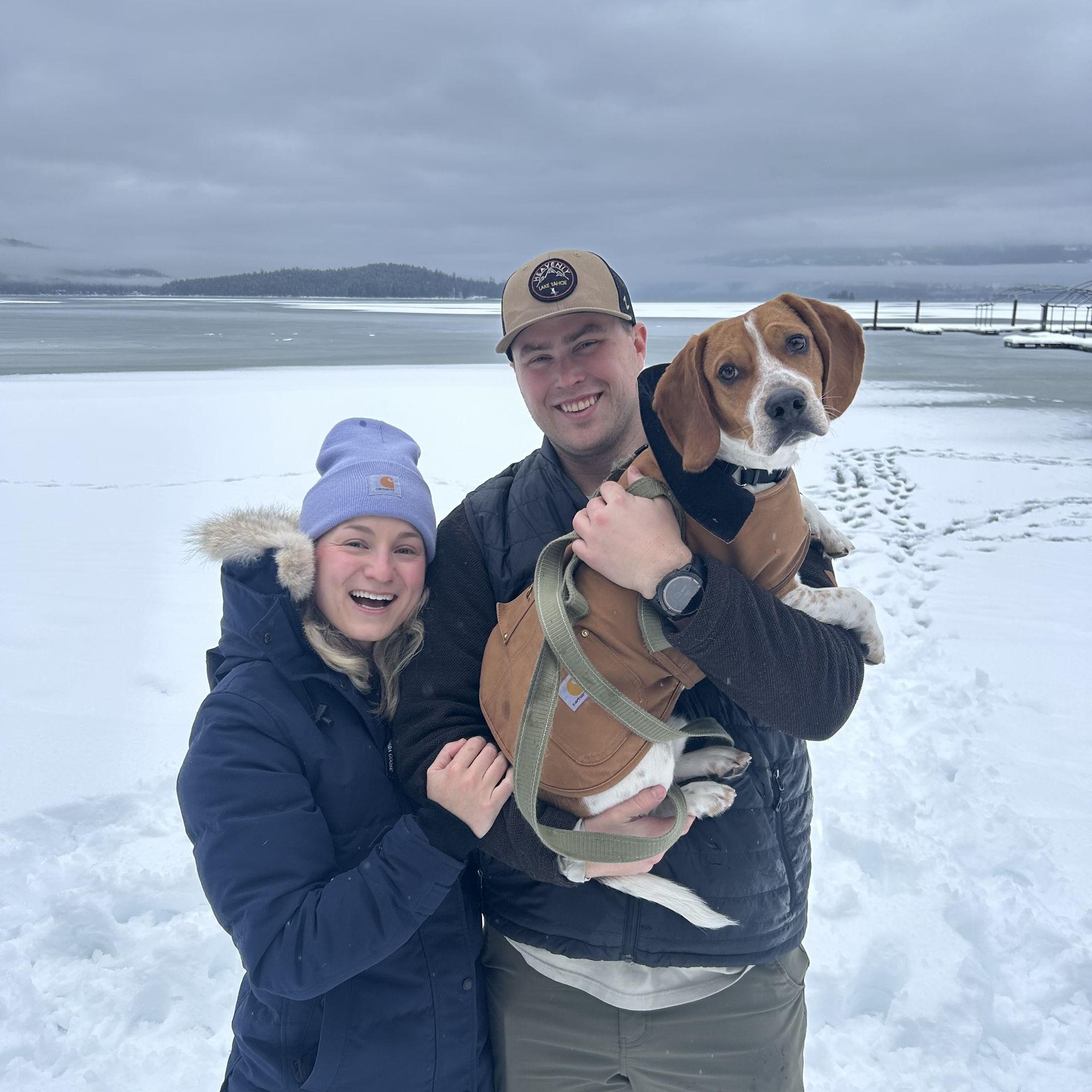 February 2025. Liam, Shannon, and Brady enjoy Winter Fest at Priest Lake.