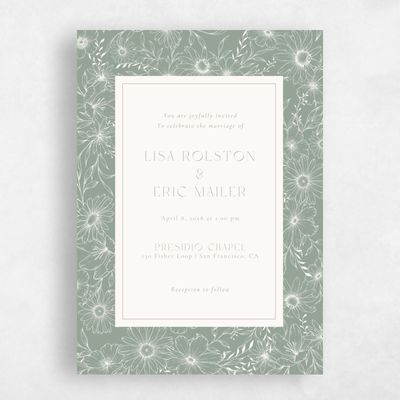Sage, Beige Wedding Invitation - Wiosna Classic