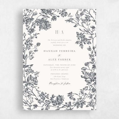 Charcoal, Beige Wedding Invitation - Treviso Portrait