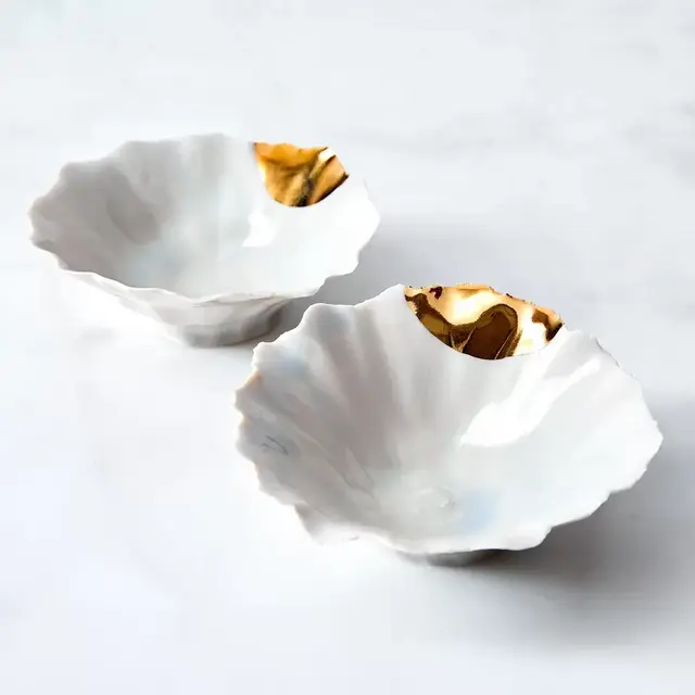 Gold-Dipped Ceramic Pinch Bowls