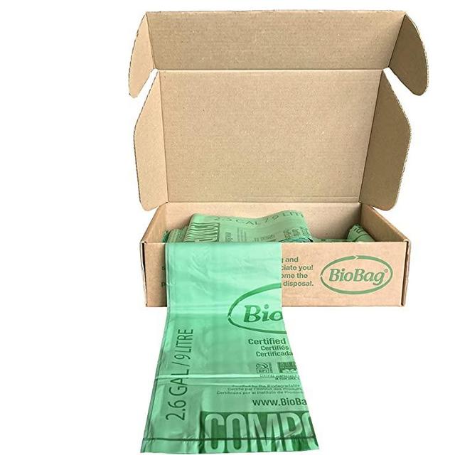 BioBag (USA), The Original Compostable Bag, 2.6 Gallon, 100 Total Count, 100% Certified Compostable Kitchen Food Scrap Bags, Kitchen Compost Bin Compatible