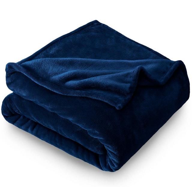 Bare Home Ultra Soft Microplush Velvet Blanket - Luxurious Fuzzy Fleece Fur - All Season Premium Bed Blanket (Full / Queen, Dark Blue)
