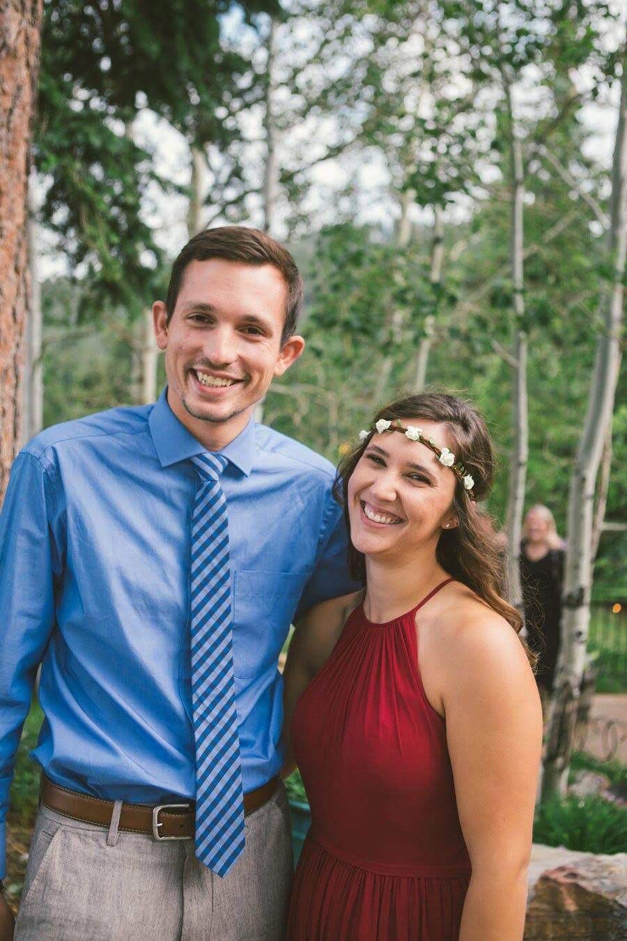 At our friends Marie and Kevin's wedding.
Oh, and Lindsey creeping in the background :)