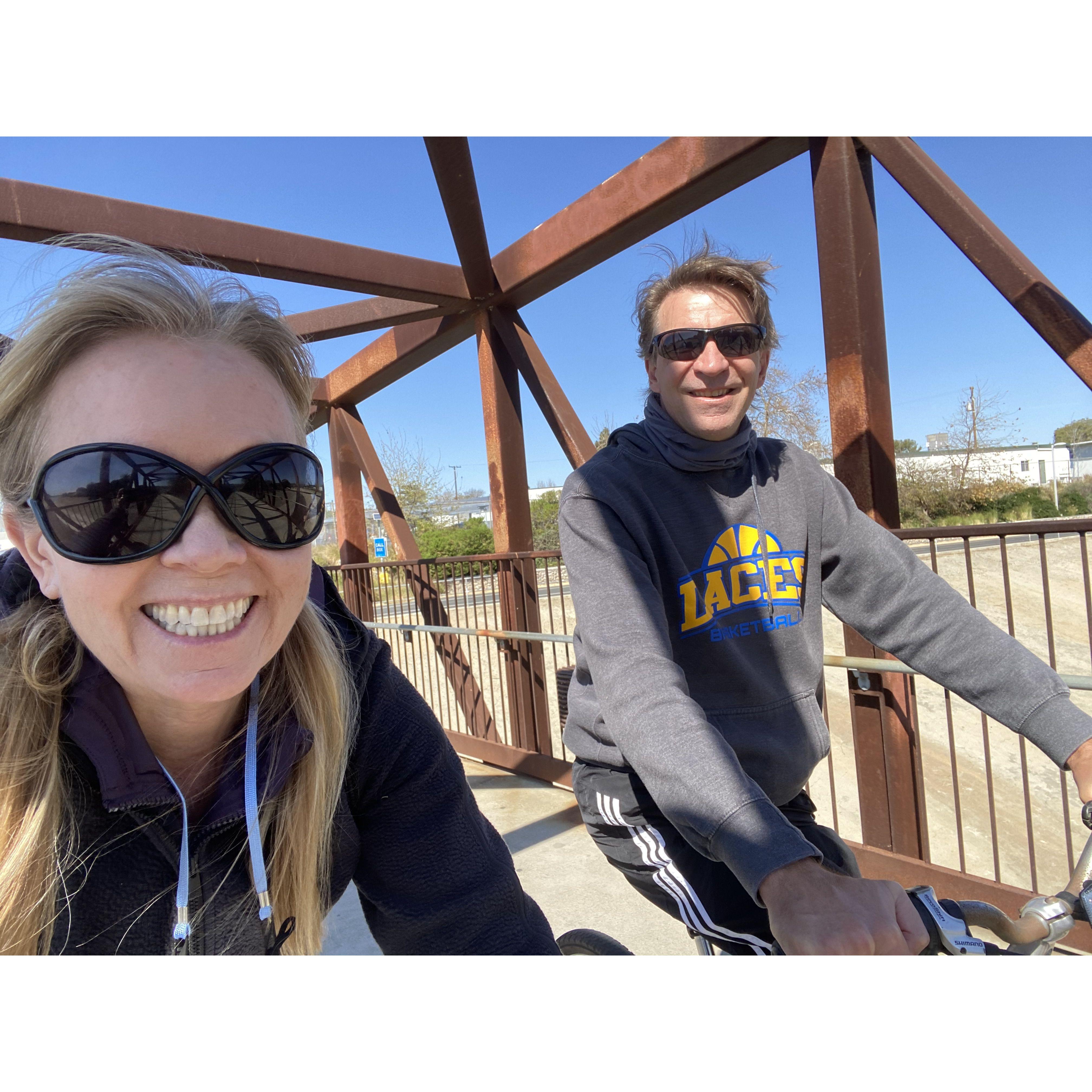 One of our early dates bicycling the Ballona Creek bike path