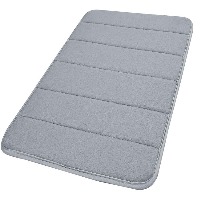 PiccoCasa Household Absorbent Memory Foam Coral Velvet Non-slip Bath Mats Silver Gray 32" x 20"