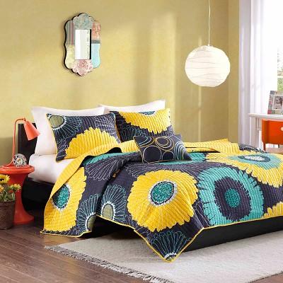 Loretta 4 Piece Quilted Coverlet Set - Yellow (Full/Queen)