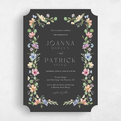 Grey Ticket Wedding Invitation - Liana Classic