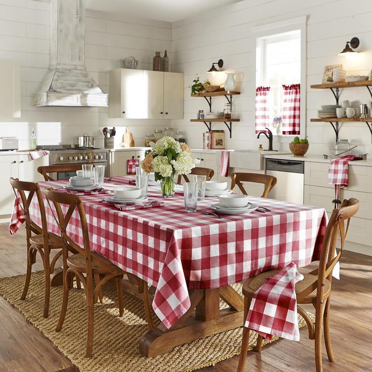 Elrene Farmhouse Living Buffalo Check Kitchen Apron with Pocket - Tan/White