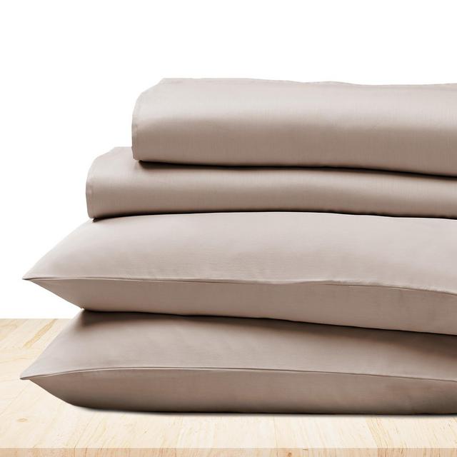 Soft 100% Cotton Sheets Set - Cooling Durable Sateen, Deep Pocket - by California Design Den - Beige, Queen