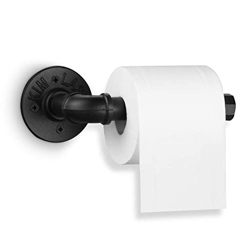 Elibbren Industrial Pipe Toilet Paper Holder, Heavy Duty DIY Vintage Rustic Iron Roll Tissue Wall Mount Paper Holder Towel Racks with Hardware for Bathroom, Kitchen, Bedroom, Hallway, 1 Pack