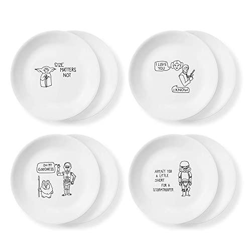 Corelle Disney Star Wars Doodles 8.5" Salad Lunch Plates, 8 Pack