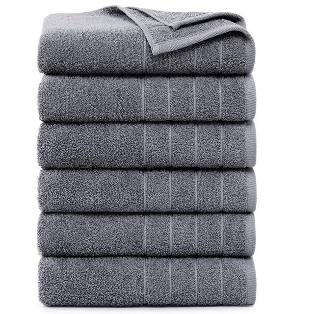 Casa Platino Bath Towels 6 Pack, Medium Towels Set(24"x 48"), 100% Ring Spun Cotton Towels for Hotels, Gym and Spa, Absorbent Bathroom Towels, Quick Drying Bath Towel Set, Soft Towel - Cool Grey