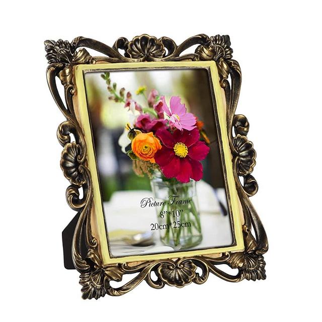 WIFTREY 8x10 Vintage Picture Frame for Tabletop, Antique 8 By 10 Photo Frames with Ornate Boarder, Horizontally or Vertically, Gold