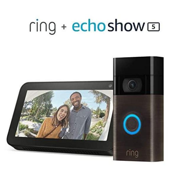 Ring Video Doorbell (Venetian Bronze) bundle with Echo Show 5 (Charcoal)