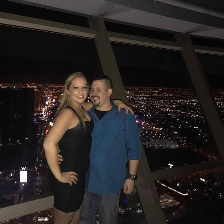 Daryl & Sarah at their six month anniversary dinner at Stratosphere in Las Vegas.