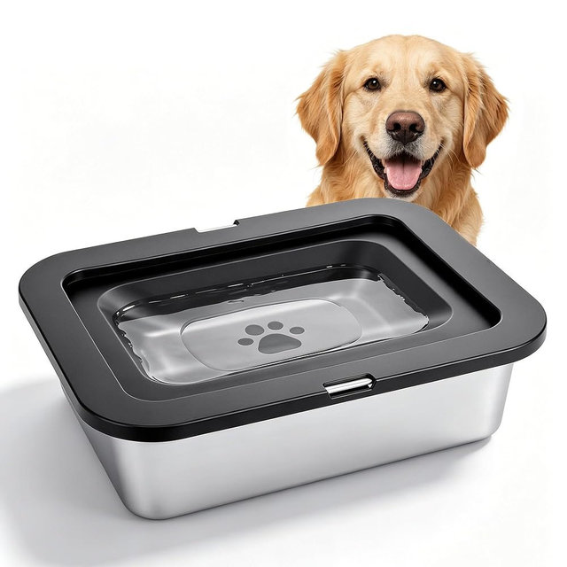 10L Large Dog Water Bowl No Spill,Stainless Steel Water Bowl for Dogs, Slow Drinking Dog Bowl with Filter, No Drip Water Bowl for Medium Large Messy Drinkers, Indoor & Outdoor
