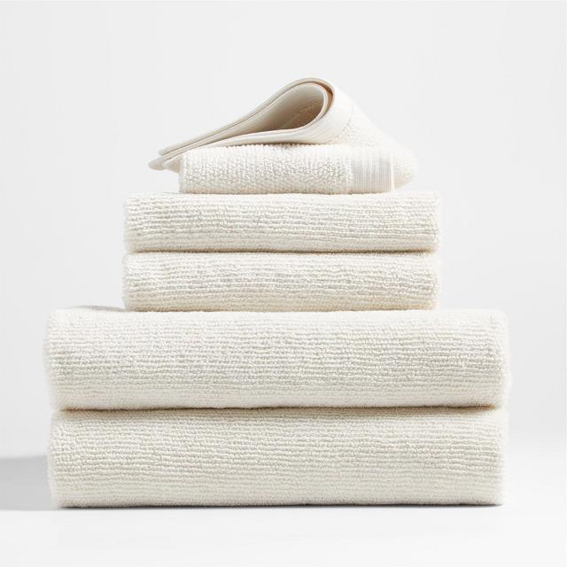 Antimicrobial Organic Cotton Ivory Bath Towels, Set of 6