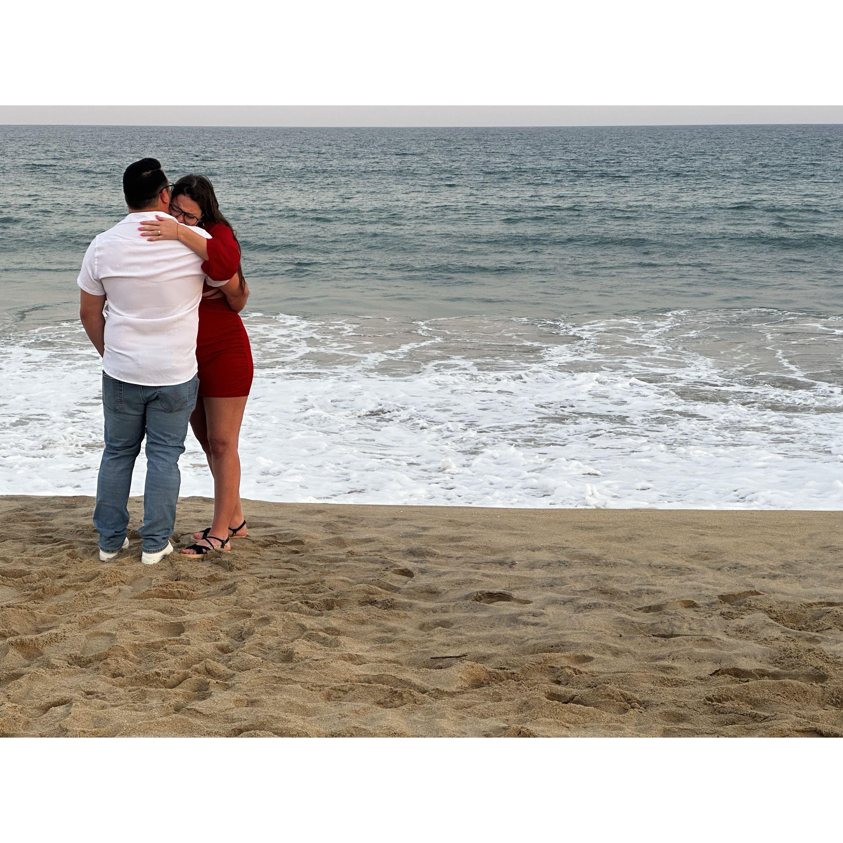 Our private moment after getting engaged, just soaking up all the emotions, and there were plenty. 🥹