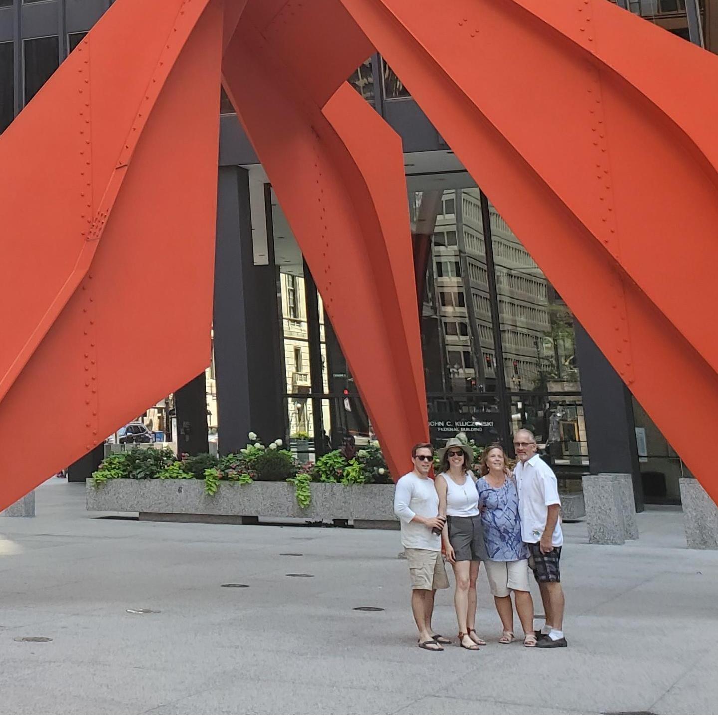 All of our adventures are made better with our families. Exploring Chicago with the Motz family, Bride's father.
