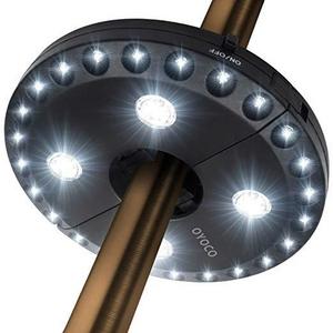 OYOCO Patio Umbrella Light 3 Brightness Modes Cordless 28 LED Lights at 200 lumens- 4 x AA Battery Operated, Umbrella Pole Light for Patio Umbrellas, Camping Tents or Outdoor Use (Black)