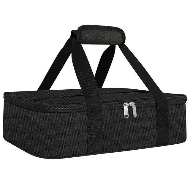 esouler Insulated Casserole Carrier Bag Hot & Cold Food Carrier Bag Lasagna Holder Lunch Bag for Picnics, Parties, Travel, Fits 9 x 13 Inches Casserole Dish-Black