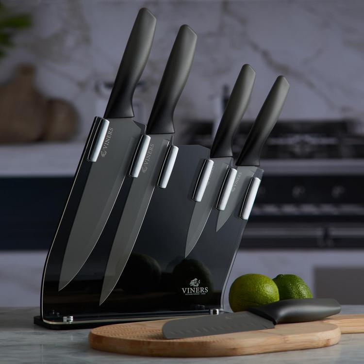 Kitchen Knife Block - 6-Piece Coloured Knife Set