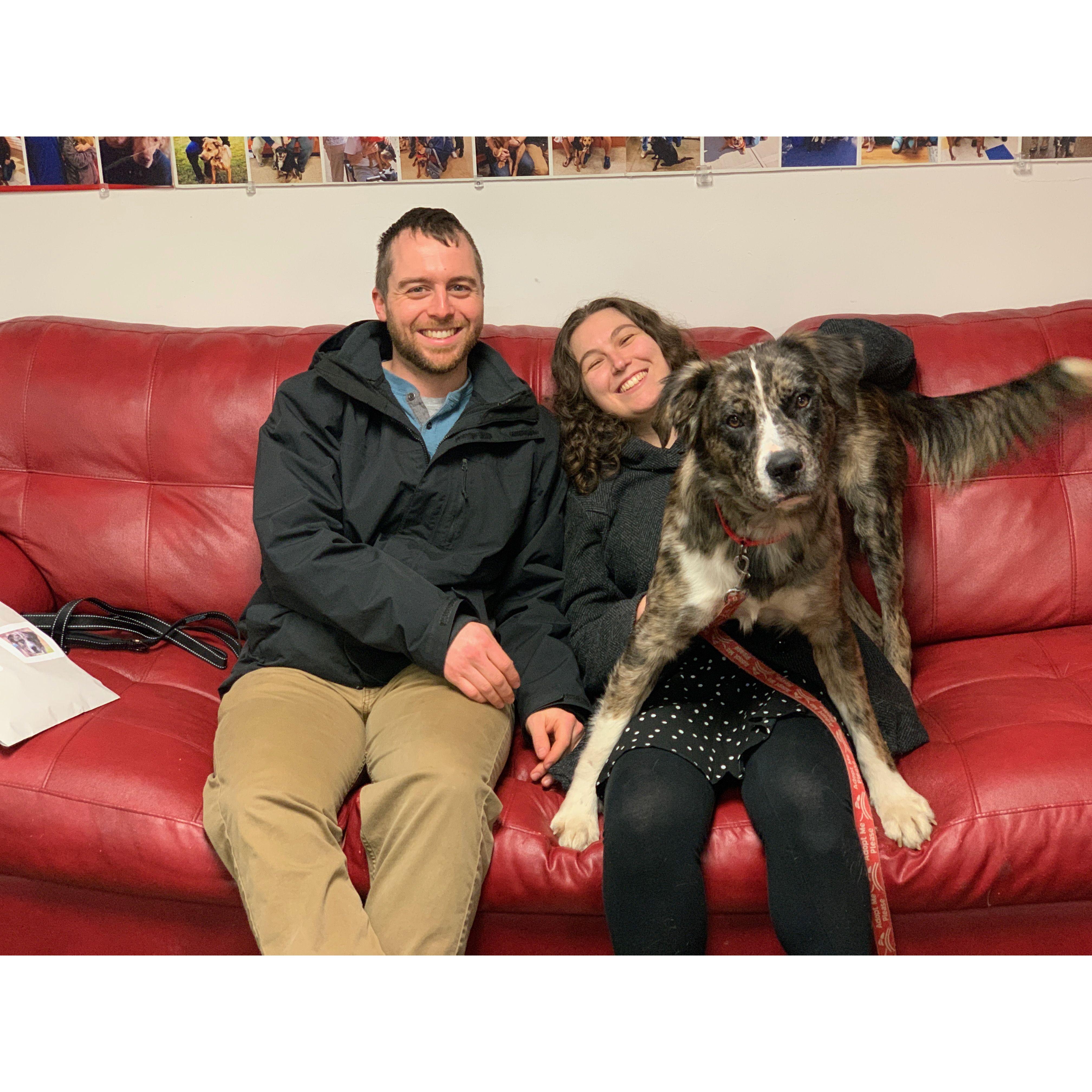 First family photo adopting Auggie 2023
