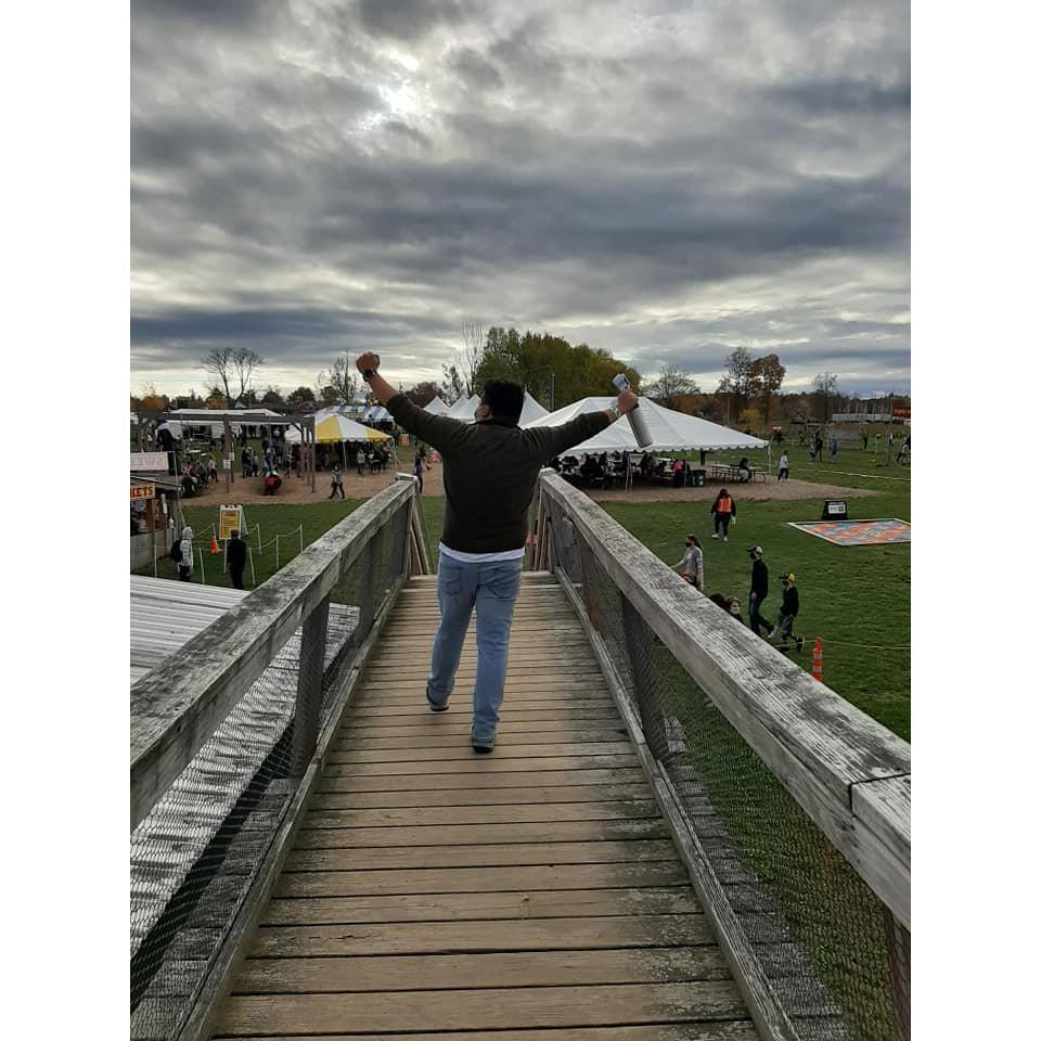 Victorious after our mega corn maze win. October 2020