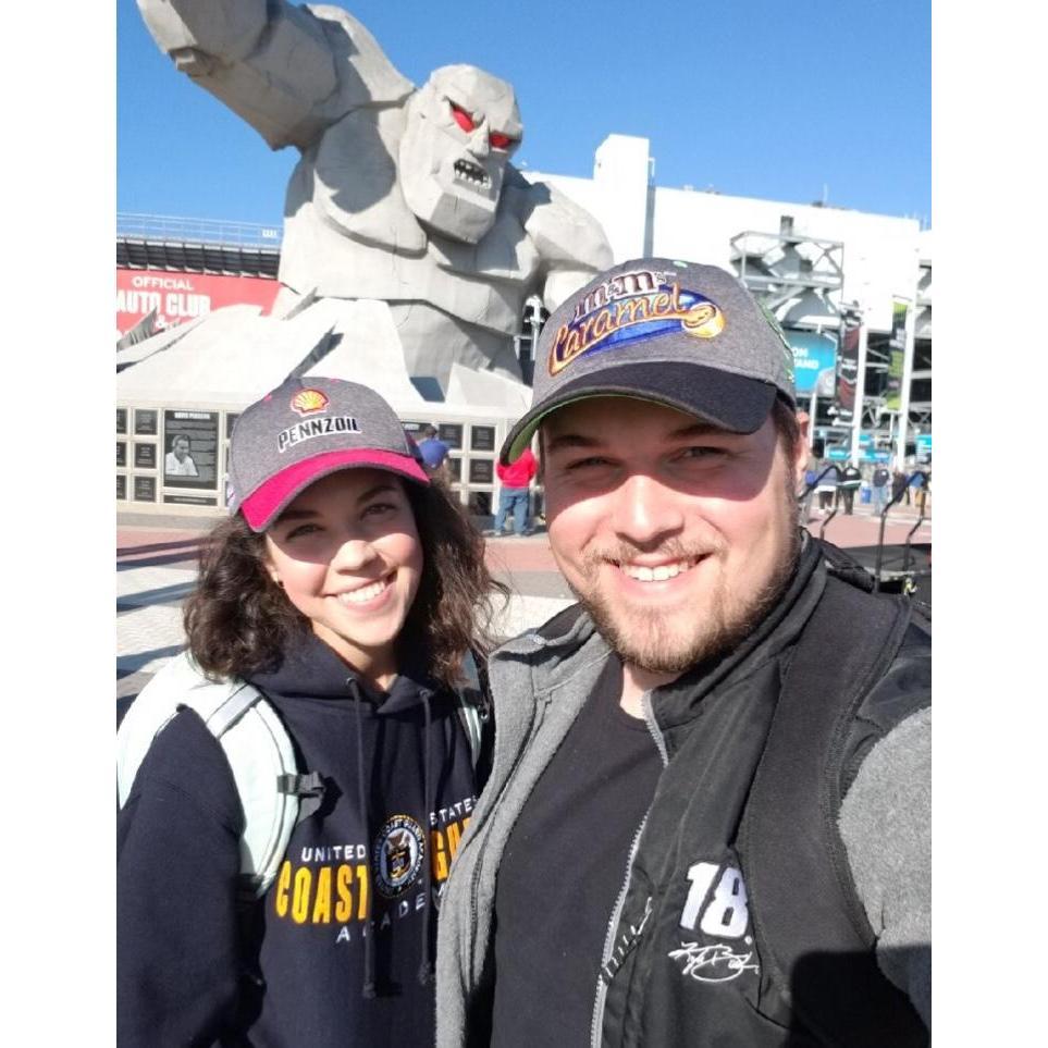 Selfie with "Miles the Monster" at Dover International Speedway. (October, 2017)