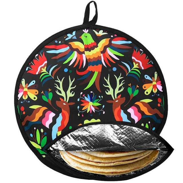 12 Inch Tortilla Warmer Pouch for Tortillas, Tacos and Naan, Foil-Lining Resists Humidity and Absorption, Easy to Clean.Tortilla Holder Keeps Food Warm for Over One Hour (Do not heat in the microwave)