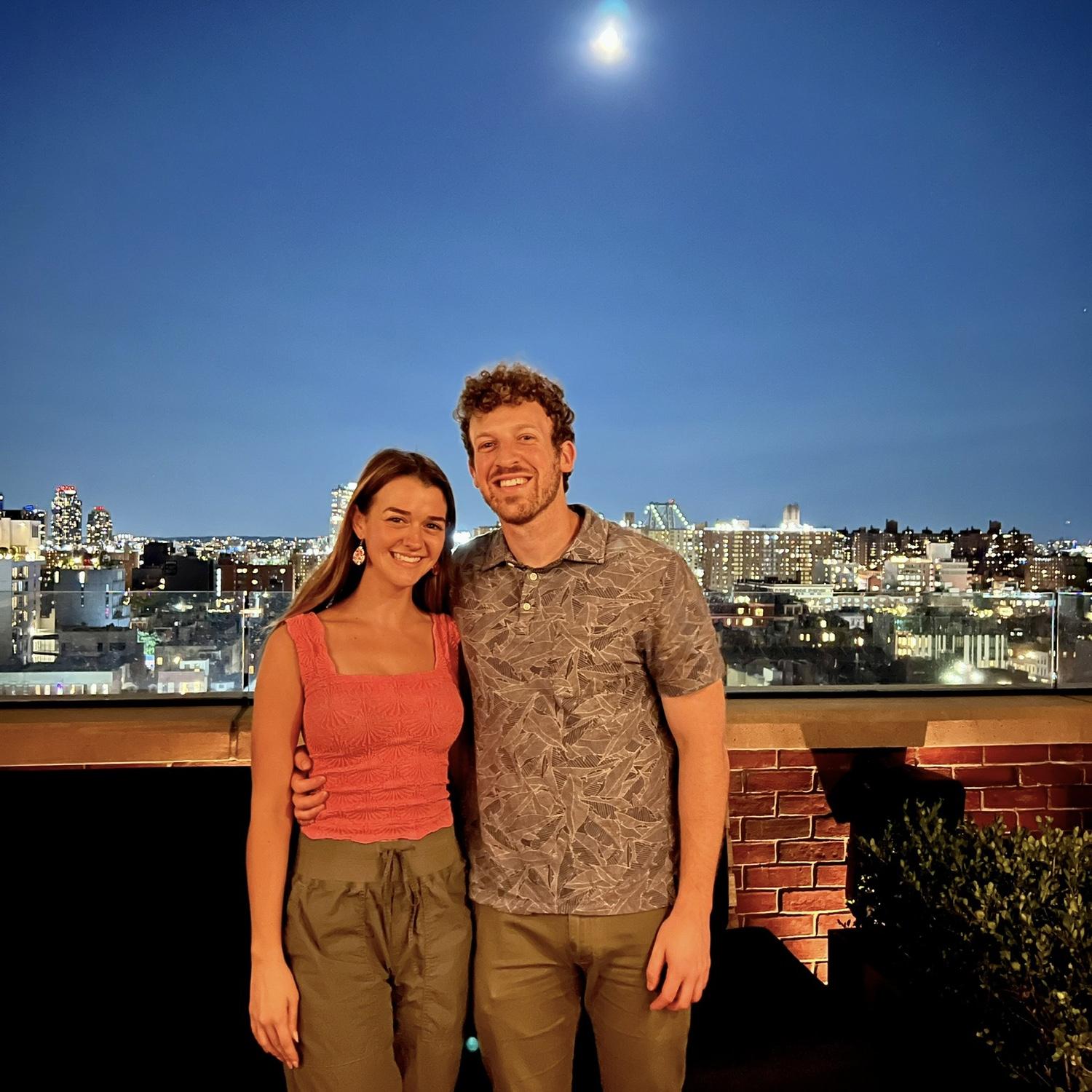 Dinner and drinks on a rooftop on the Lower East Side, September, 2023.