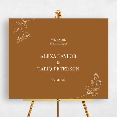 Dark Ochre, Brown Wedding Sign - Maywood Landscape