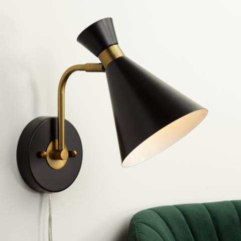 Venice Matte Black Modern Cone Wall Lamp