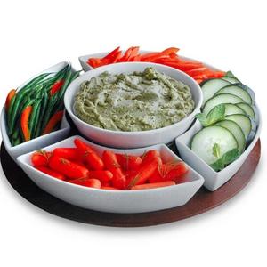 B. Smith - 7 Piece Multipurpose Round Lazy Susan Style Serving Bowls and Tray