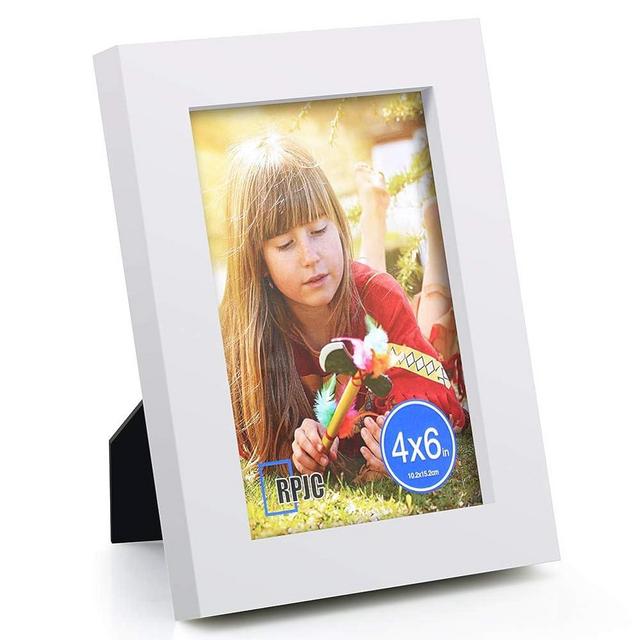 RPJC 4x6 Picture Frames Made of Solid Wood High Definition Glass for Table Top Display and Wall Mounting Photo Frame White