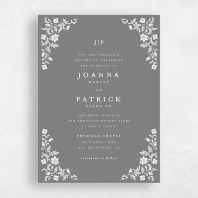 Gray, Grey Wedding Invitation - Petal Classic