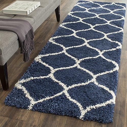 Safavieh Hudson Shag Collection SGH280C Runner, 2' 3" x 6', Navy/Ivory