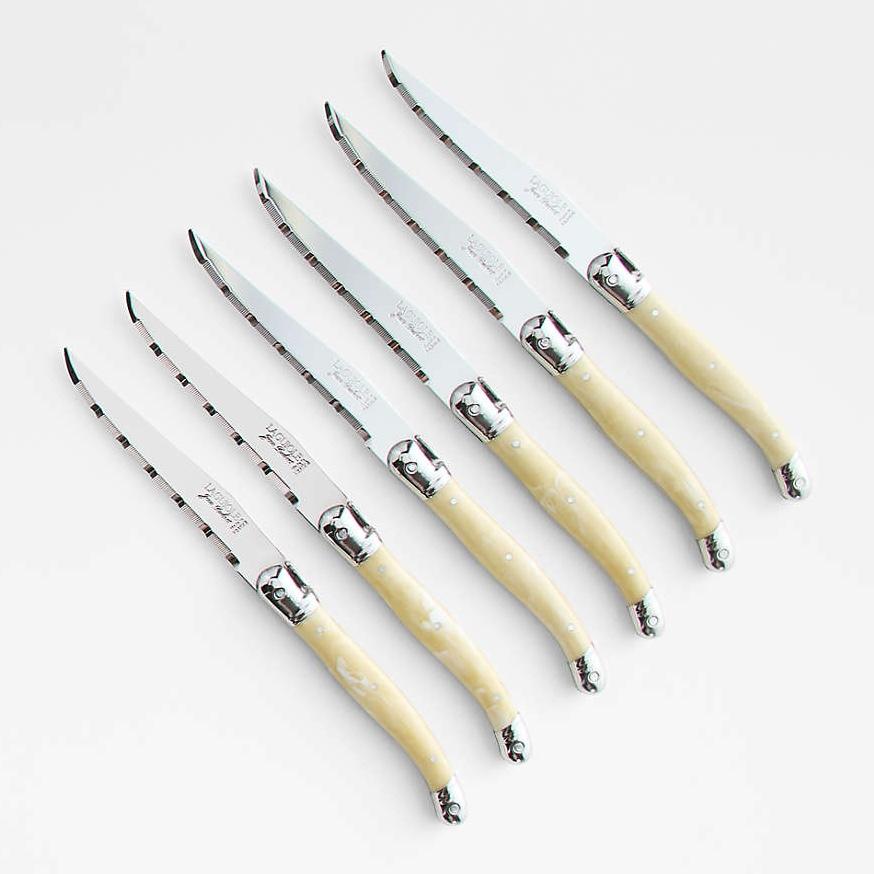 Laguiole Light Horn Steak Knives, Set of 6 | Crate & Barrel