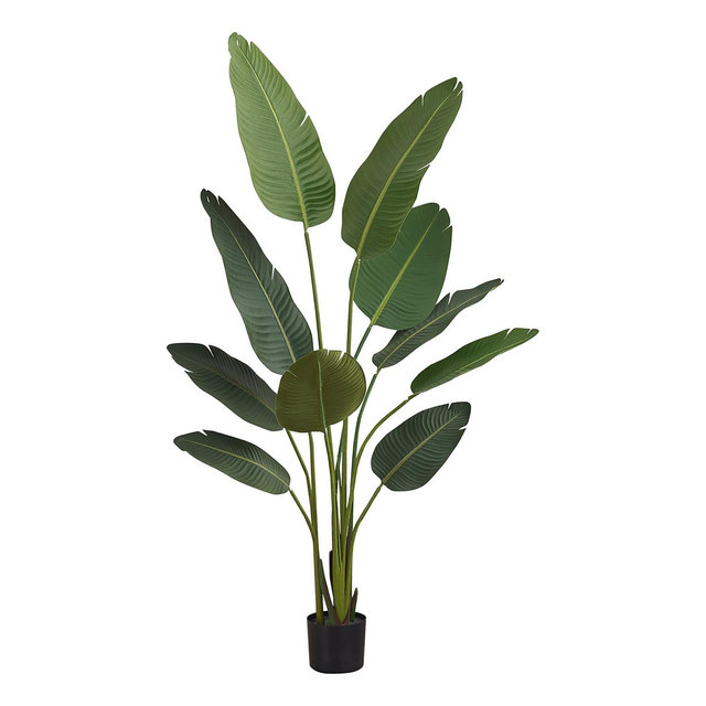 Monarch Specialties 60" Indoor Artificial Floor Bird Of Paradise Tree with Black Pot