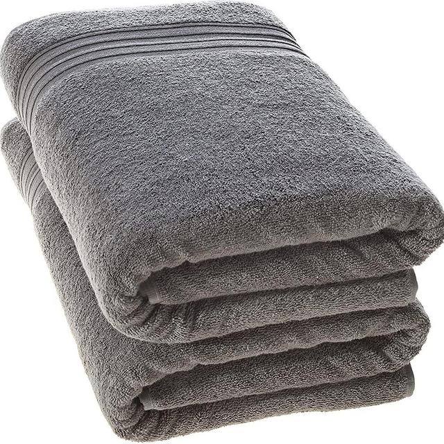 Hammam Linen Jumbo Large Bath Towels 2 Pack 35 x 70 Inches Soft and Absorbent, Premium Quality 100% Cotton Towels (Cool Grey, Bath Sheet)