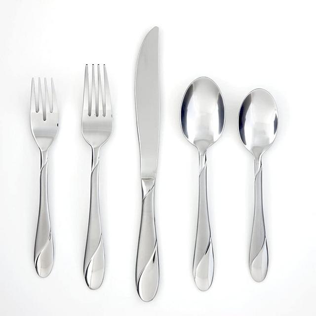 Cambridge Silversmiths Swirl Sand 89-Piece Flatware Set