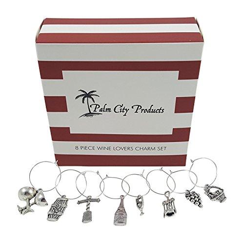 Palm City Products 8 Piece Wine Lovers Themed Charms Set