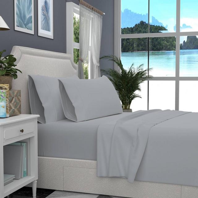 King 300 Thread Count Organic Cotton Percale Sheet Set Light Gray - Purity Home