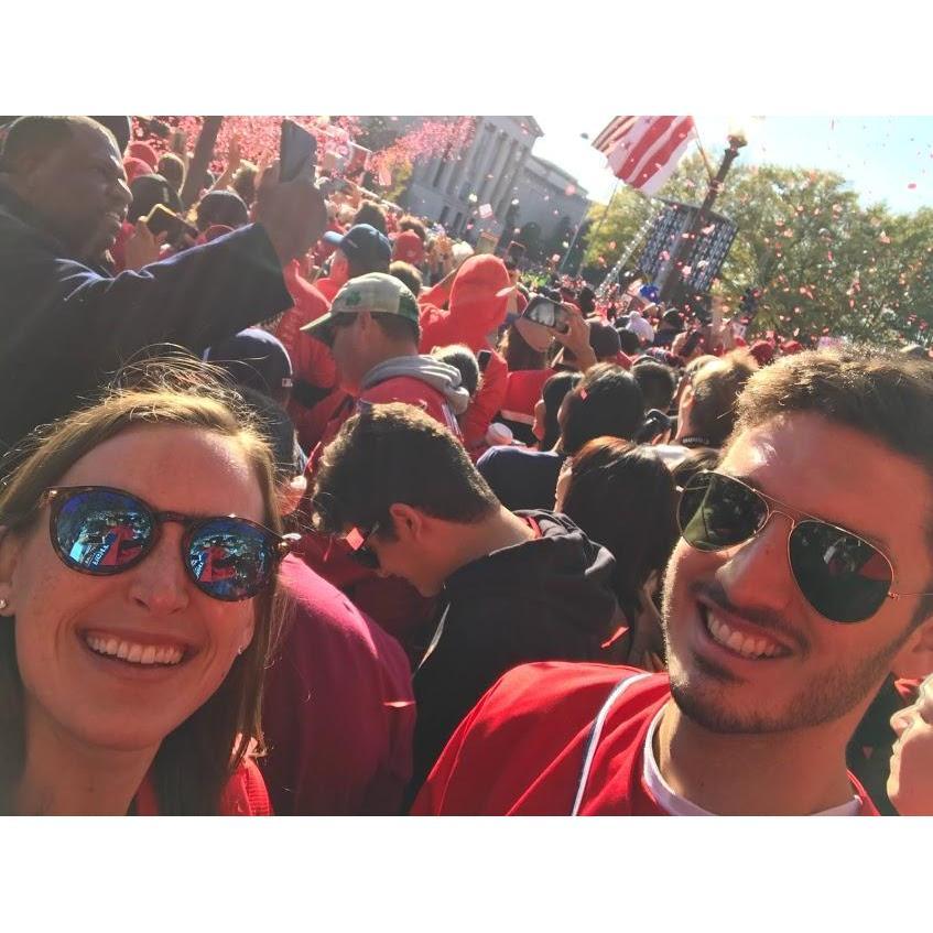 At the Nats Parade in 2019 after they won the World Series