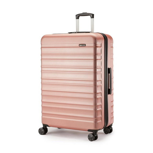 Amazon Basics 30-Inch Hardside Checked Luggage, Hardshell Suitcase With Wheels, Expandable For Up to 15% More Space, With Scratch-Resistant Surface, Four Multi-directional Wheels, Rose Gold