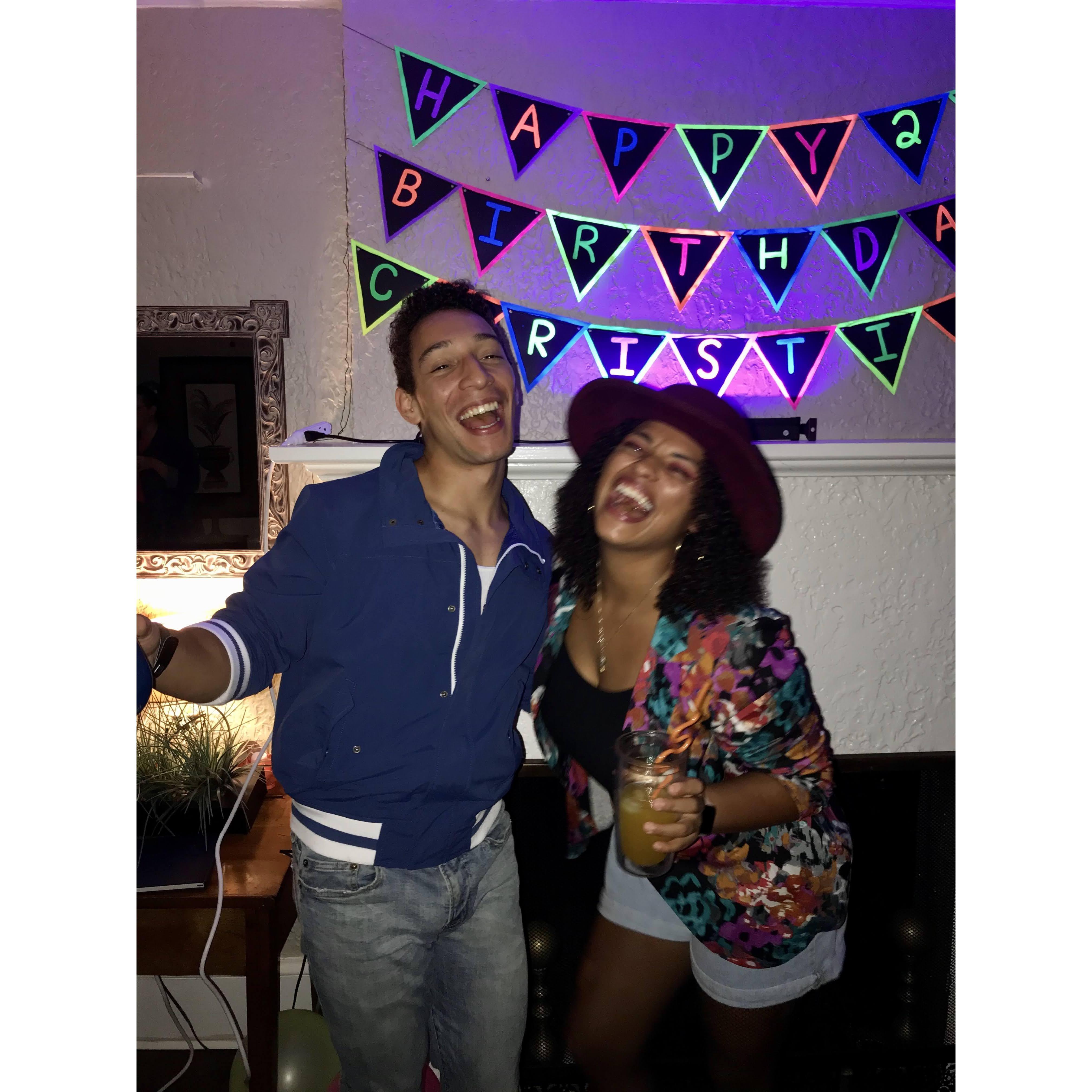 Celebrating Christian's 21st the only proper way: 1980's theme!