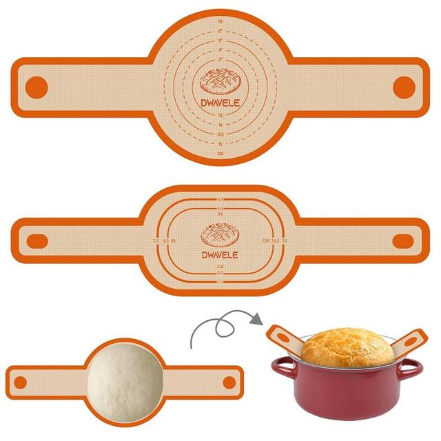 Silicone Bread Sling for Dutch Oven, Oval & Round Non-Stick & Easy to Clean, 2 Pack Reusable Bread Sling with Long Handle to Transfer Sourdough