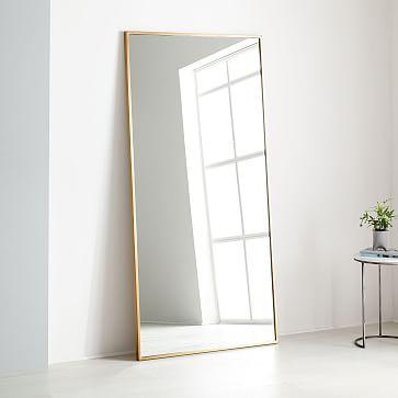 Metal Frame Oversized 78" Floor Mirror, Antique Brass